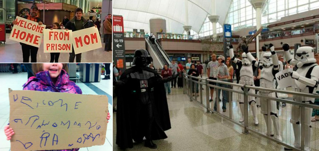 panneaux d'accueil aéroports insolites