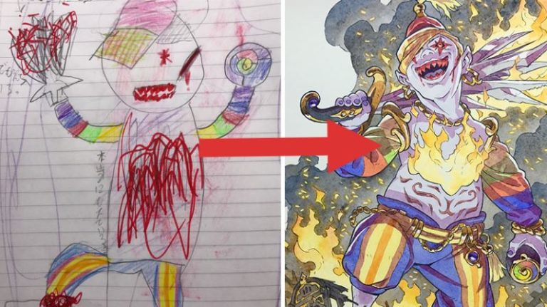 père dessins enfants transformés en personnages de manga