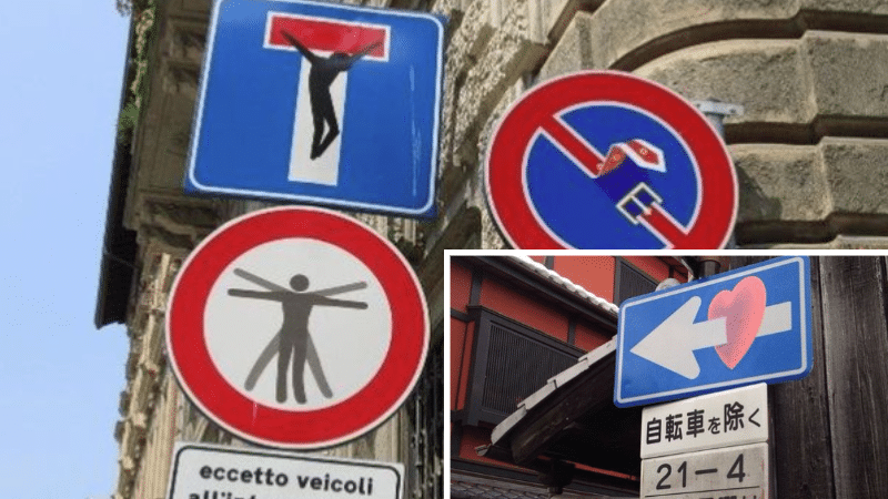 panneaux signalisation code de la route street art Clet Abraham