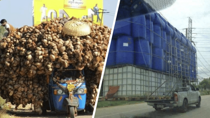 véhicules surchargés cargaisons insolites