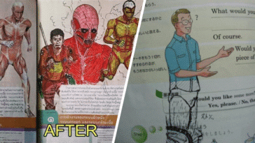 manuels scolaires livres actes de vandalisme japonais élèves écoliers étudiants asiatiques dessins