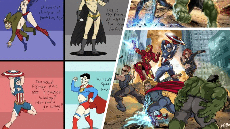 pose posture super-héros héroïnes stéréotypes genre sexe