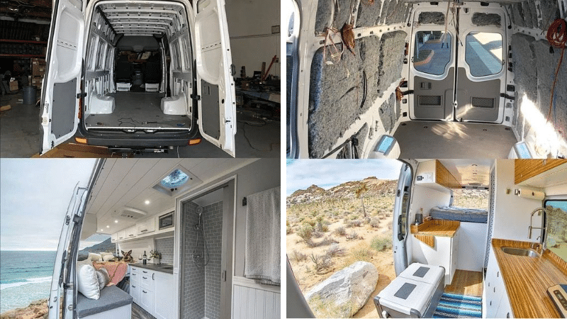 vans aménagés avant/après photo bus retapés habitables