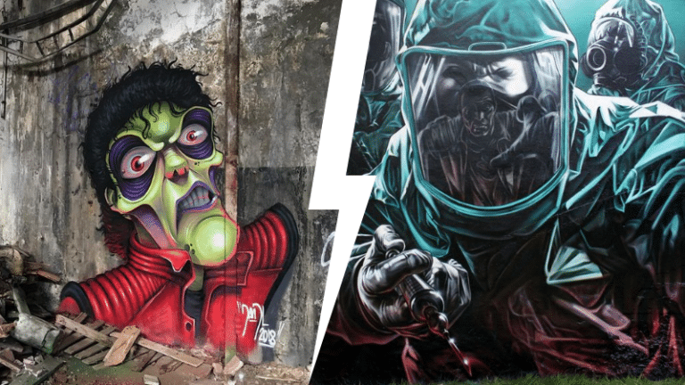 street art horrifique effrayant graffiti rue