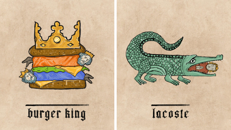 logos marques détournement Moyen-Âge médiévaux enseignes