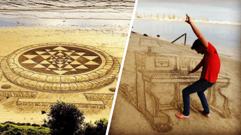 Jamie Harkins Artist dessins 3D sable plage