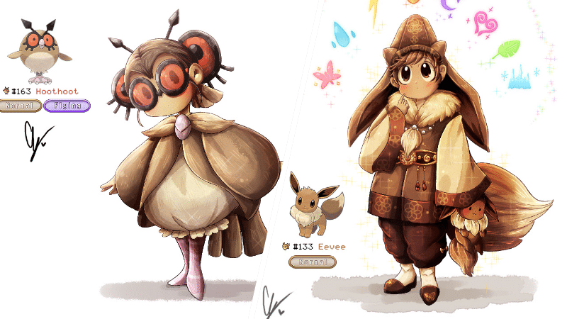 Pokémons moe gijinka humains manga Frosti Endifi