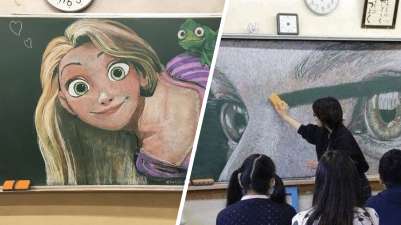 montage tableau noir dessins art kokuban art japon