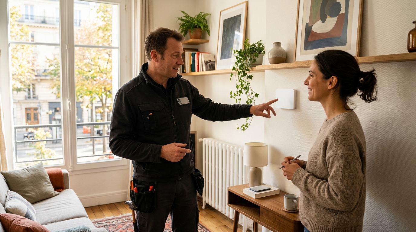 Je chauffais mon appartement pareil jour et nuit depuis l’emménagement : en ouvrant le menu de mon thermostat, le chauffagiste m’a montré ce que je payais pour rien